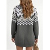 image:imageSidefeel Womens Fair Isle Cardigan Sweaters  Button Down Front Long Sleeve Functional Patch Pockets MidThigh Length Soft and Warm Geometric Pattern CrewneckGray