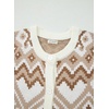 image:imageSidefeel Womens Fair Isle Cardigan Sweaters  Button Down Front Long Sleeve Functional Patch Pockets MidThigh Length Soft and Warm Geometric Pattern CrewneckWhite