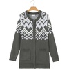 image:imageSidefeel Womens Fair Isle Cardigan Sweaters  Button Down Front Long Sleeve Functional Patch Pockets MidThigh Length Soft and Warm Geometric Pattern CrewneckGray