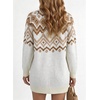 image:imageSidefeel Womens Fair Isle Cardigan Sweaters  Button Down Front Long Sleeve Functional Patch Pockets MidThigh Length Soft and Warm Geometric Pattern CrewneckWhite