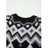 image:imageSidefeel Womens Fair Isle Cardigan Sweaters  Button Down Front Long Sleeve Functional Patch Pockets MidThigh Length Soft and Warm Geometric Pattern CrewneckBlack
