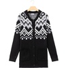 image:imageSidefeel Womens Fair Isle Cardigan Sweaters  Button Down Front Long Sleeve Functional Patch Pockets MidThigh Length Soft and Warm Geometric Pattern CrewneckBlack