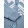 image:imageSidefeel Womens Fair Isle Cardigan Sweaters  Button Down Front Long Sleeve Functional Patch Pockets MidThigh Length Soft and Warm Geometric Pattern CrewneckLight Blue