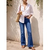image:imageSidefeel Womens High Waisted Bootcut Jeans Stretch Denim Pants  knee panel seamsoft stretch fabricretro allseason jeans for daily looks and street stylingBluing