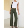 image:imageSidefeel Womens High Waisted Jeans Loose Fit Wide Leg Denim Pants  StretchyFront Seam JeansTwo Pockets FrontCasual Daily WearAll Season WearFull LengthGreen