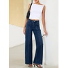 image:imageSidefeel Womens High Waisted Jeans Loose Fit Wide Leg Denim Pants  StretchyFront Seam JeansTwo Pockets FrontCasual Daily WearAll Season WearFull LengthBluing