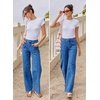 image:imageSidefeel Womens High Waisted Jeans Loose Fit Wide Leg Denim Pants  StretchyFront Seam JeansTwo Pockets FrontCasual Daily WearAll Season WearFull LengthLight Blue