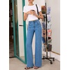 image:imageSidefeel Womens High Waisted Jeans Straight Leg Denim Pants  Soft Stretchy Jeans Full Length Practical 5Pockets Standout Front Seam Relaxed Loose Fit All Season VersatileLight Blue