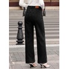 image:imageSidefeel Womens High Waisted Jeans Straight Leg Denim Pants  Soft Stretchy Jeans Full Length Practical 5Pockets Standout Front Seam Relaxed Loose Fit All Season VersatileBlack