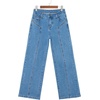 image:imageSidefeel Womens High Waisted Jeans Straight Leg Denim Pants  Soft Stretchy Jeans Full Length Practical 5Pockets Standout Front Seam Relaxed Loose Fit All Season VersatileLight Blue