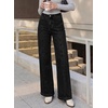 image:imageSidefeel Womens High Waisted Jeans Straight Leg Denim Pants  Soft Stretchy Jeans Full Length Practical 5Pockets Standout Front Seam Relaxed Loose Fit All Season VersatileBlack