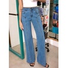 image:imageSidefeel Womens High Waisted Jeans Straight Leg Denim Pants  Soft Stretchy Jeans Full Length Practical 5Pockets Standout Front Seam Relaxed Loose Fit All Season VersatileLight Blue