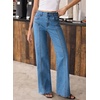 image:imageSidefeel Womens High Waisted Jeans Straight Leg Denim Pants  Soft Stretchy Jeans Full Length Practical 5Pockets Standout Front Seam Relaxed Loose Fit All Season VersatileLight Blue