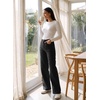 image:imageSidefeel Womens High Waisted Jeans Straight Leg Denim Pants  Soft Stretchy Jeans Full Length Practical 5Pockets Standout Front Seam Relaxed Loose Fit All Season VersatileBlack