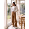 image:imageSidefeel Womens High Waisted Jeans Straight Leg Denim Pants  Soft Stretchy Jeans Full Length Practical 5Pockets Standout Front Seam Relaxed Loose Fit All Season VersatileBrown