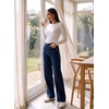image:imageSidefeel Womens High Waisted Jeans Straight Leg Denim Pants  Soft Stretchy Jeans Full Length Practical 5Pockets Standout Front Seam Relaxed Loose Fit All Season VersatileBluing