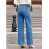 image:imageSidefeel Womens High Waisted Jeans Straight Leg Denim Pants  Soft Stretchy Jeans Full Length Practical 5Pockets Standout Front Seam Relaxed Loose Fit All Season VersatileLight Blue