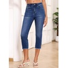 image:imageSidefeel Womens High Waisted Straight Leg Jeans Capri Denim PantsBlue