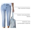 image:imageSidefeel Womens High Waisted Straight Leg Jeans Capri Denim PantsD Sky Blue