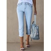 image:imageSidefeel Womens High Waisted Straight Leg Jeans Capri Denim PantsE Sky Blue