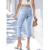 image:imageSidefeel Womens High Waisted Straight Leg Jeans Capri Denim PantsE Sky Blue