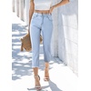 image:imageSidefeel Womens High Waisted Straight Leg Jeans Capri Denim PantsE Sky Blue