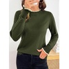 image:imageSidefeel Womens Mock Neck Ruffle Pullover Sweaters  Contrast Frill Edge Jumper Tops Long Sleeve Standard Length Soft Knit Regular Fit Versatile Layering TopVineyard Green
