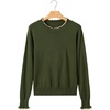 image:imageSidefeel Womens Mock Neck Ruffle Pullover Sweaters  Contrast Frill Edge Jumper Tops Long Sleeve Standard Length Soft Knit Regular Fit Versatile Layering TopVineyard Green