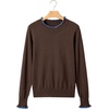 image:imageSidefeel Womens Mock Neck Ruffle Pullover Sweaters  Contrast Frill Edge Jumper Tops Long Sleeve Standard Length Soft Knit Regular Fit Versatile Layering TopCoffee