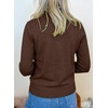 image:imageSidefeel Womens Mock Neck Ruffle Pullover Sweaters  Contrast Frill Edge Jumper Tops Long Sleeve Standard Length Soft Knit Regular Fit Versatile Layering TopCoffee