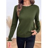 image:imageSidefeel Womens Mock Neck Ruffle Pullover Sweaters  Contrast Frill Edge Jumper Tops Long Sleeve Standard Length Soft Knit Regular Fit Versatile Layering TopVineyard Green