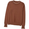 image:imageSidefeel Womens Mock Neck Ruffle Pullover Sweaters  Contrast Frill Edge Jumper Tops Long Sleeve Standard Length Soft Knit Regular Fit Versatile Layering TopTawny