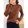 image:imageSidefeel Womens Mock Neck Ruffle Pullover Sweaters  Contrast Frill Edge Jumper Tops Long Sleeve Standard Length Soft Knit Regular Fit Versatile Layering TopTawny