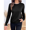 image:imageSidefeel Womens Mock Neck Ruffle Pullover Sweaters  Contrast Frill Edge Jumper Tops Long Sleeve Standard Length Soft Knit Regular Fit Versatile Layering TopBlack