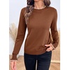image:imageSidefeel Womens Mock Neck Ruffle Pullover Sweaters  Contrast Frill Edge Jumper Tops Long Sleeve Standard Length Soft Knit Regular Fit Versatile Layering TopTawny