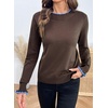 image:imageSidefeel Womens Mock Neck Ruffle Pullover Sweaters  Contrast Frill Edge Jumper Tops Long Sleeve Standard Length Soft Knit Regular Fit Versatile Layering TopCoffee