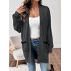 image:imageSidefeel Womens Open Front Chevron Cardigan Sweaters  Soft Chunky Knit Long Sleeve Colorblock Cardigans Oversized Sweater Coat with Pockets 2026 Fall Outfits Casual Daily WearBlack and Gray