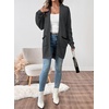 image:imageSidefeel Womens Open Front Chevron Cardigan Sweaters  Soft Chunky Knit Long Sleeve Colorblock Cardigans Oversized Sweater Coat with Pockets 2026 Fall Outfits Casual Daily WearBlack and Gray