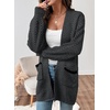 image:imageSidefeel Womens Open Front Chevron Cardigan Sweaters  Soft Chunky Knit Long Sleeve Colorblock Cardigans Oversized Sweater Coat with Pockets 2026 Fall Outfits Casual Daily WearBlack and Gray