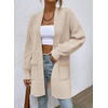 image:imageSidefeel Womens Open Front Chevron Cardigan Sweaters  Soft Chunky Knit Long Sleeve Colorblock Cardigans Oversized Sweater Coat with Pockets 2026 Fall Outfits Casual Daily WearApricot