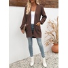 image:imageSidefeel Womens Open Front Chevron Cardigan Sweaters  Soft Chunky Knit Long Sleeve Colorblock Cardigans Oversized Sweater Coat with Pockets 2026 Fall Outfits Casual Daily WearBrown