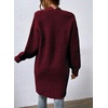 image:imageSidefeel Womens Open Front Chevron Cardigan Sweaters  Soft Chunky Knit Long Sleeve Colorblock Cardigans Oversized Sweater Coat with Pockets 2026 Fall Outfits Casual Daily WearBurgundy