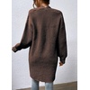 image:imageSidefeel Womens Open Front Chevron Cardigan Sweaters  Soft Chunky Knit Long Sleeve Colorblock Cardigans Oversized Sweater Coat with Pockets 2026 Fall Outfits Casual Daily WearBrown