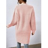 image:imageSidefeel Womens Open Front Chevron Cardigan Sweaters  Soft Chunky Knit Long Sleeve Colorblock Cardigans Oversized Sweater Coat with Pockets 2026 Fall Outfits Casual Daily WearPink