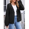 image:imageSidefeel Womens Oversized Fuzzy Cardigan Sweaters  Long Sleeve Scalloped Front Placket with V Neck Patch Pockets Tunic Length Button Down Front Soft and CozyBlack