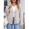 image:imageSidefeel Womens Oversized Fuzzy Cardigan Sweaters  Long Sleeve Scalloped Front Placket with V Neck Patch Pockets Tunic Length Button Down Front Soft and CozyWhite