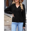 image:imageSidefeel Womens Oversized Long Sleeve Cable Knit Cardigan Sweaters  Wrap V Neck Double Breasted Chunky Loose Sweaters Coat Casual Fall Winter Outfits for Street Office and VacationsBlack
