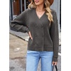 image:imageSidefeel Womens Oversized Long Sleeve Cable Knit Cardigan Sweaters  Wrap V Neck Double Breasted Chunky Loose Sweaters Coat Casual Fall Winter Outfits for Street Office and VacationsDark Grey