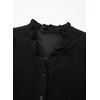 image:imageSidefeel Womens Ruffle Button Down Corduroy Shirts  Frill V Neck and Cuffs Long Sleeves Thermal Relaxed Fit Fall outfits Office WearBlack
