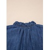image:imageSidefeel Womens Ruffle Button Down Denim Shirts  Frilled Neckline and CuffPuff Long SleeveStand CollarRelaxed FitLightweight Fall OutfitJean Blouse TopDark Blue